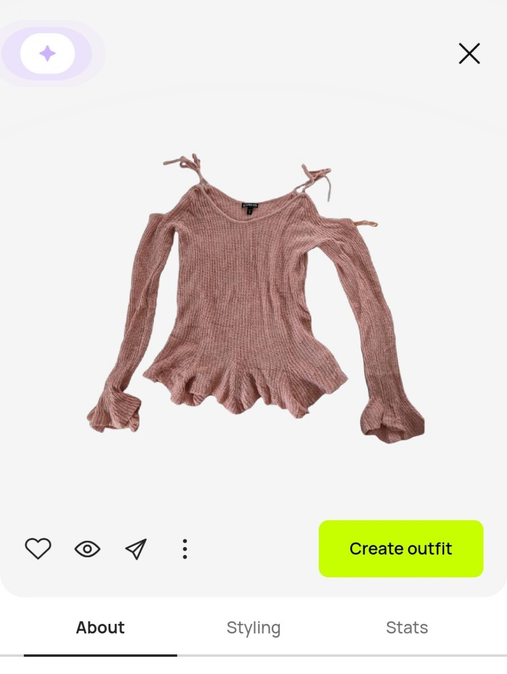 Light Pink Cold-Shoulder Ruffle Hem Knit Top